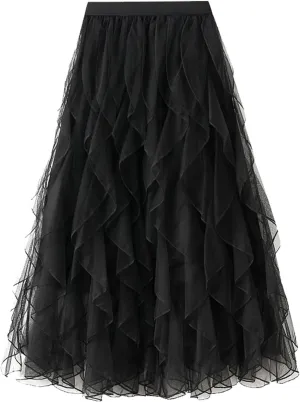 2023 Women's Long Maillard Fall Skirt Elegant High Waist Cocktail Party Wedding Flared A Line Midi Skirts Fashion