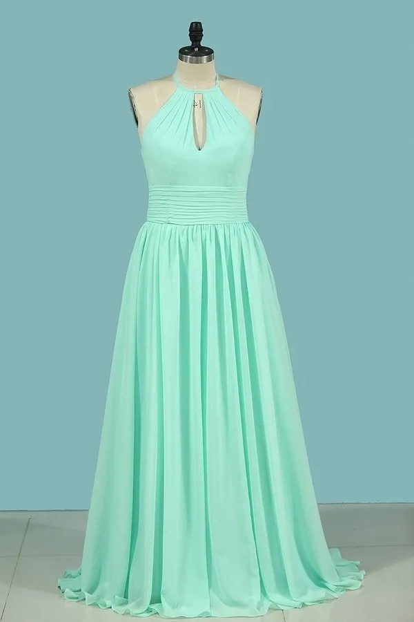 2024 Bridesmaid Dresses Scoop Chiffon With Ruffles PMK7J9AP