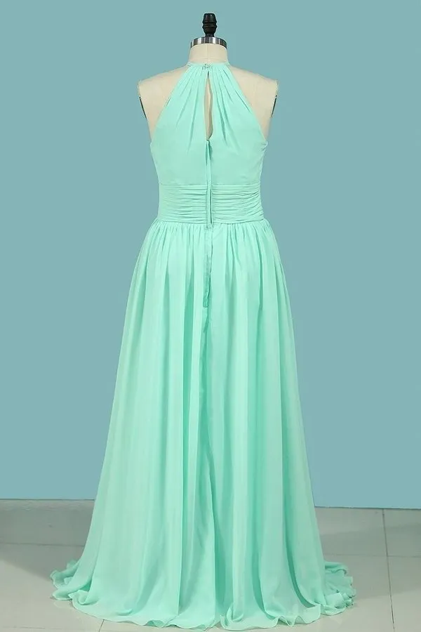 2024 Bridesmaid Dresses Scoop Chiffon With Ruffles PMK7J9AP