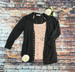 Ash Grey 3/4 Snap Cardigan (Size XL)