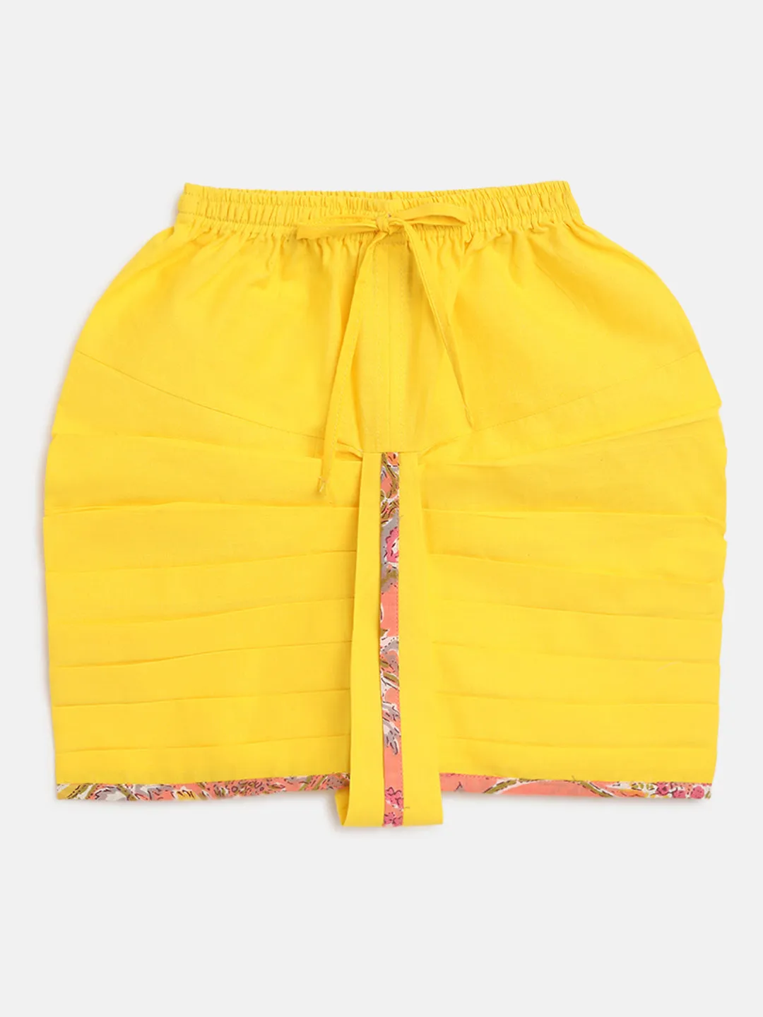 Baby Girl Peach Printed Floral Angrakha Set
