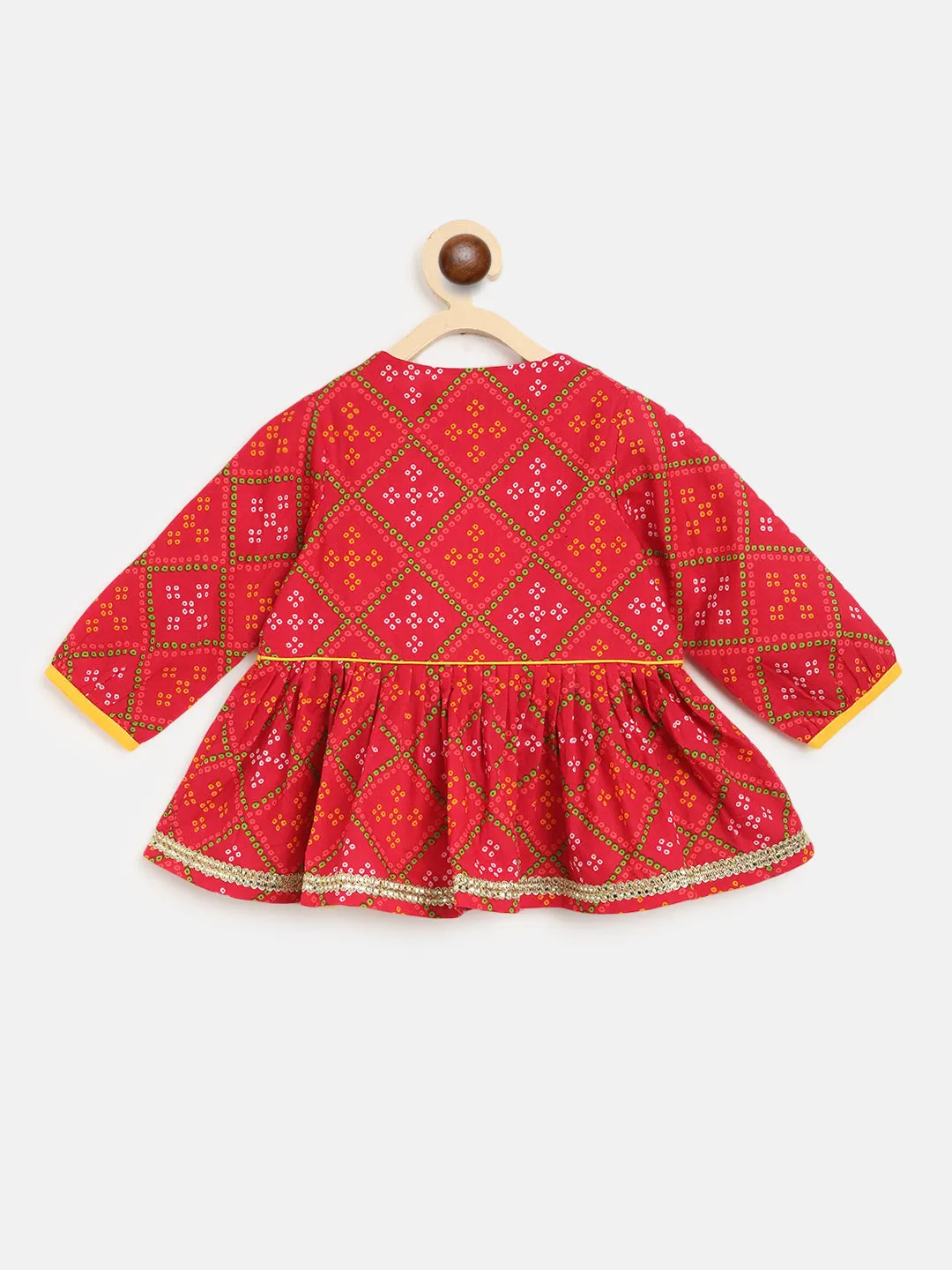 Baby Girl Pink Printed Bandhani Angrakha Set