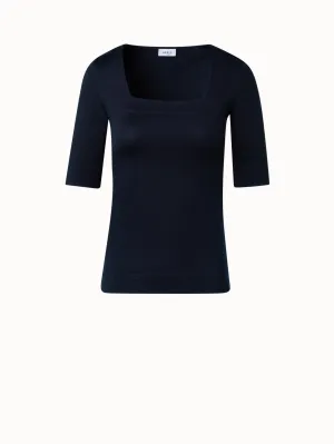 Baumwoll-Shirt mit quadratischem Ausschnitt