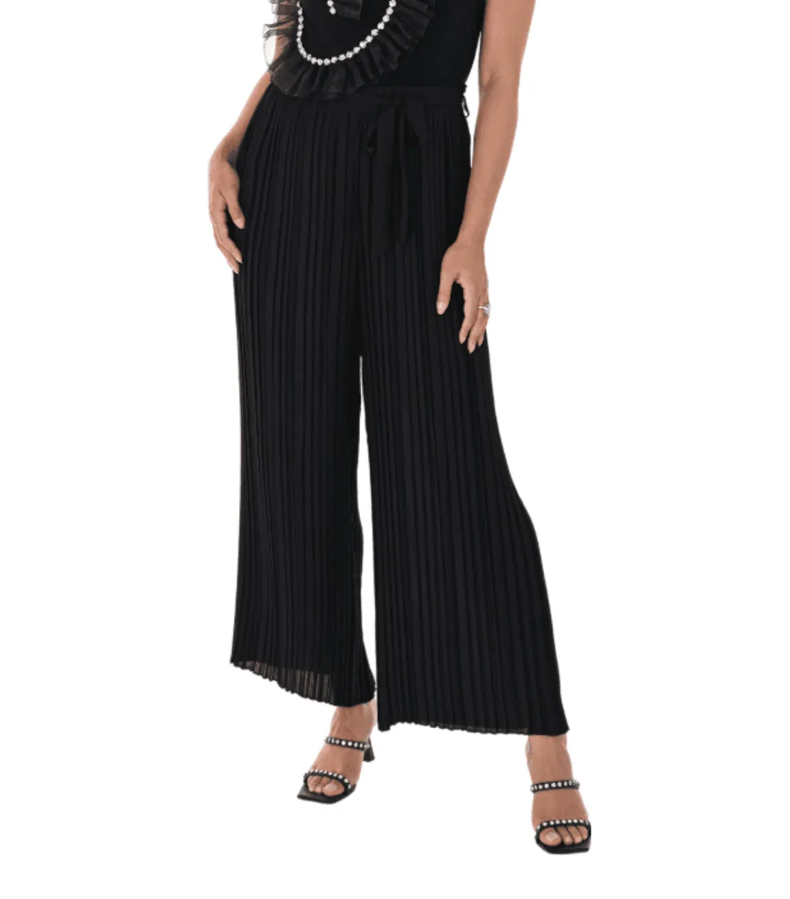 BLACK PLEATED PANTS