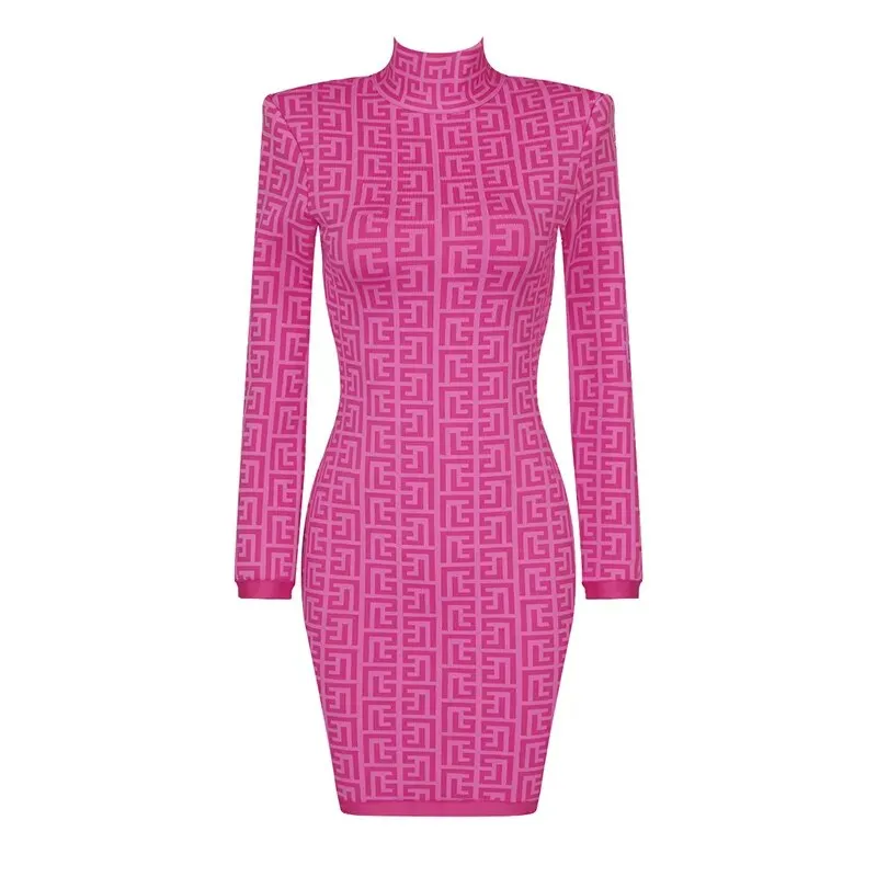 Bodycon Chic Geometric Jacquard Bandage Dress
