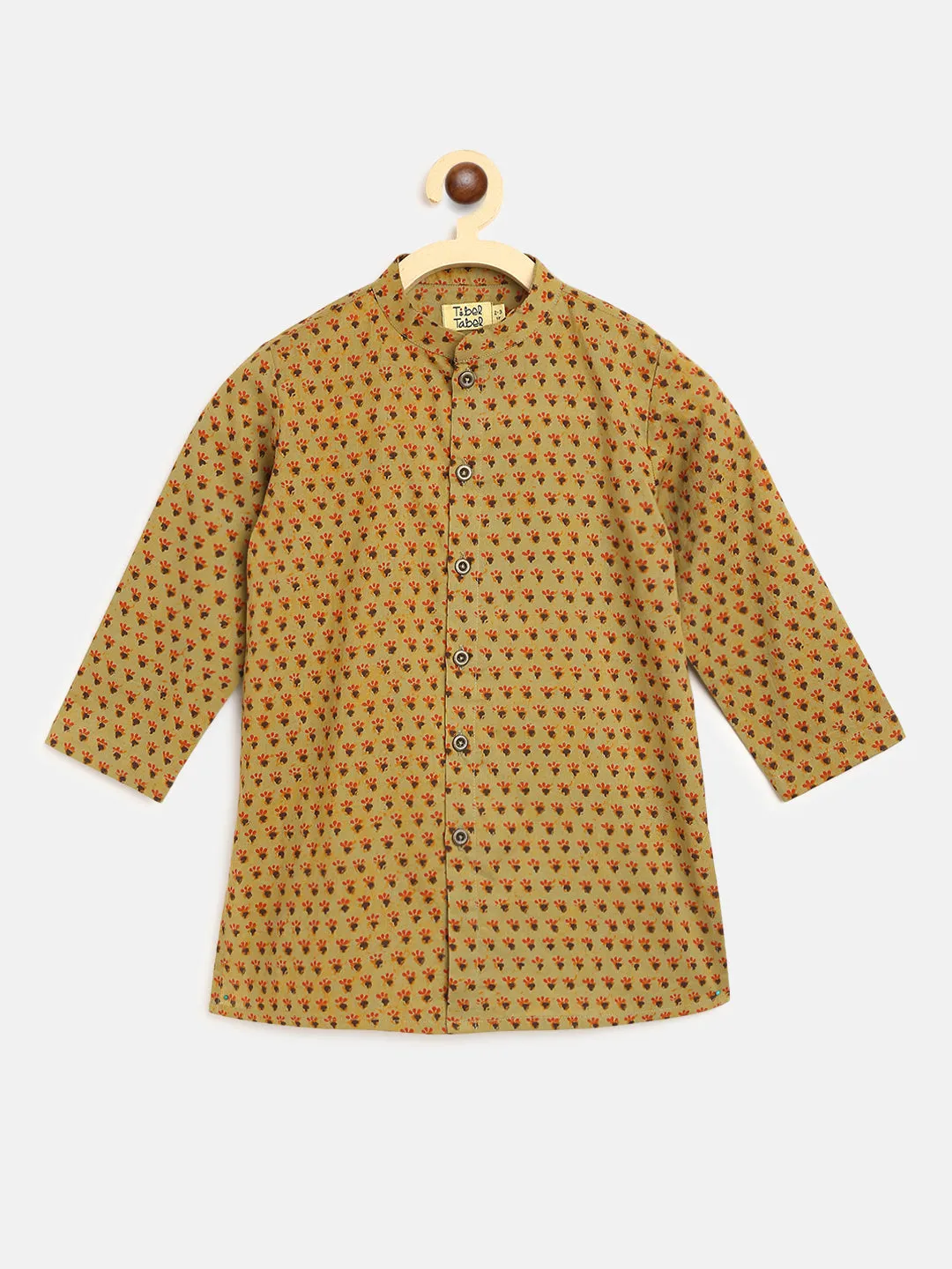 Boys Black Printed Buti Bundi Kurta Set