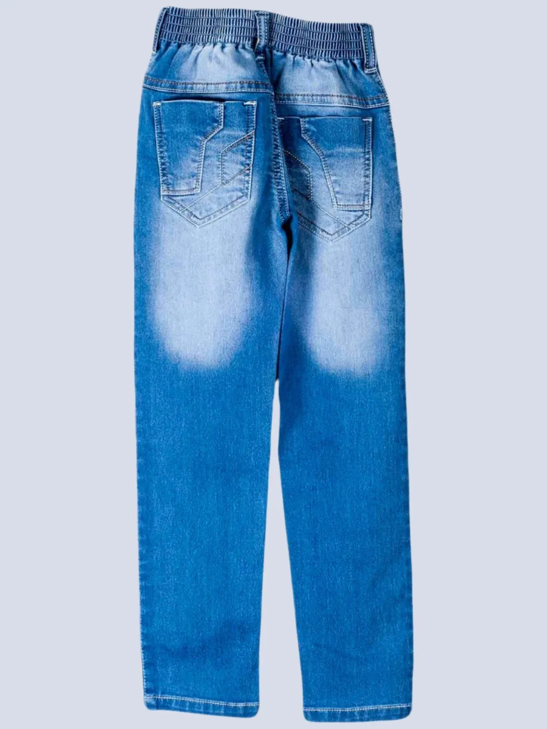 Boys' Blue Denim Jeans with Badge and Belt Detail