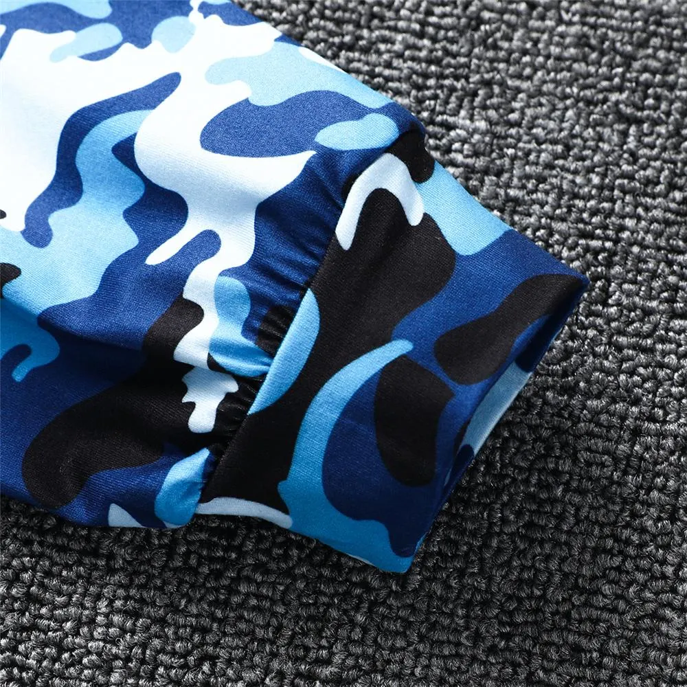 Boys Camo Letter Printed Hooded Top & Pants Boy Wholesale Clothing