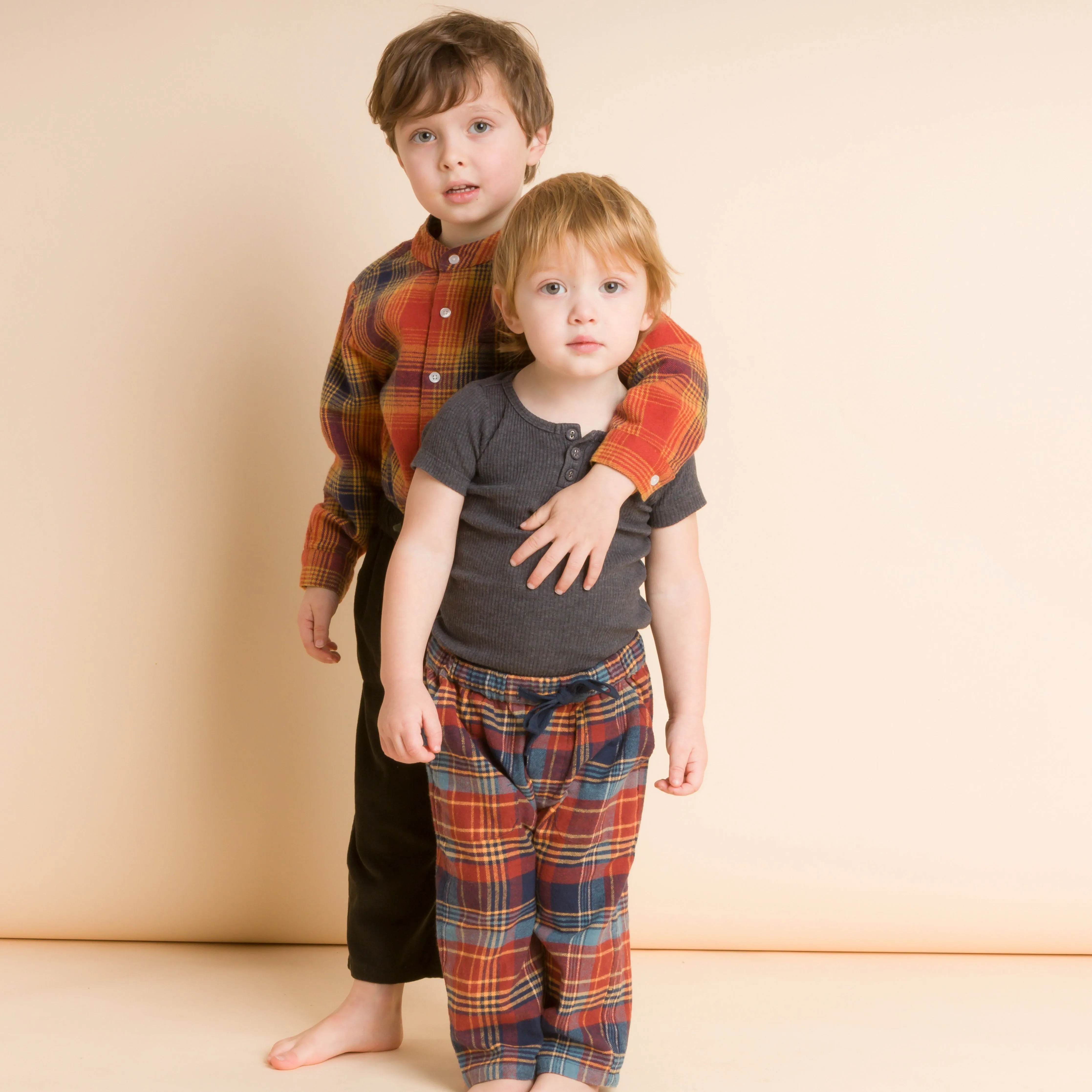 Boys Rust Plaid Lounge Pants
