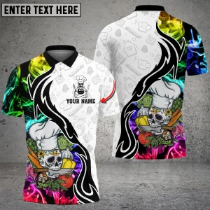 CHEF Multicolor Smoke Pattern - Personalized Name 3D White All Over Printed Shirt