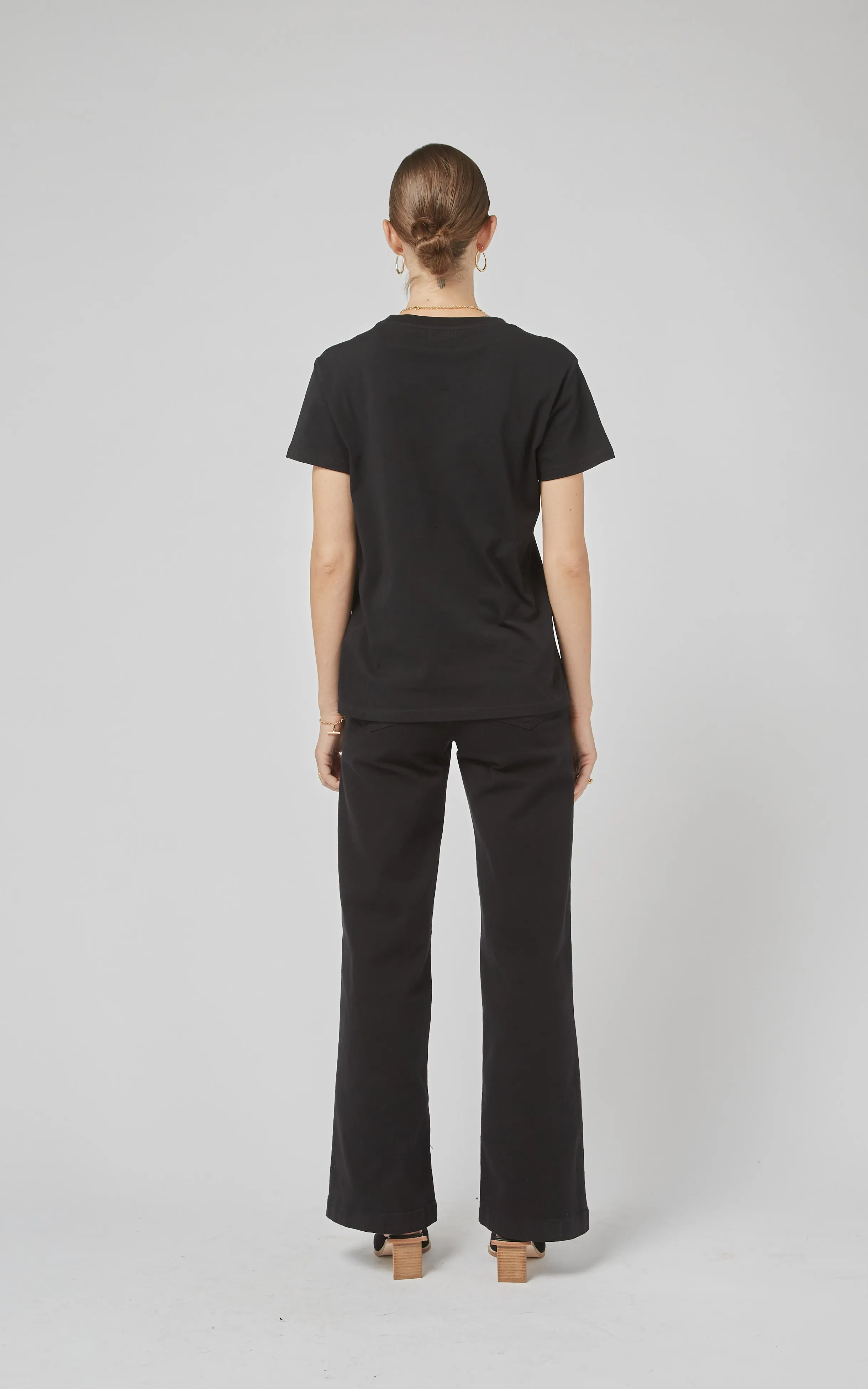 Clare Black Printed Tee