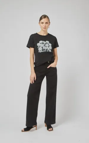 Clare Black Printed Tee