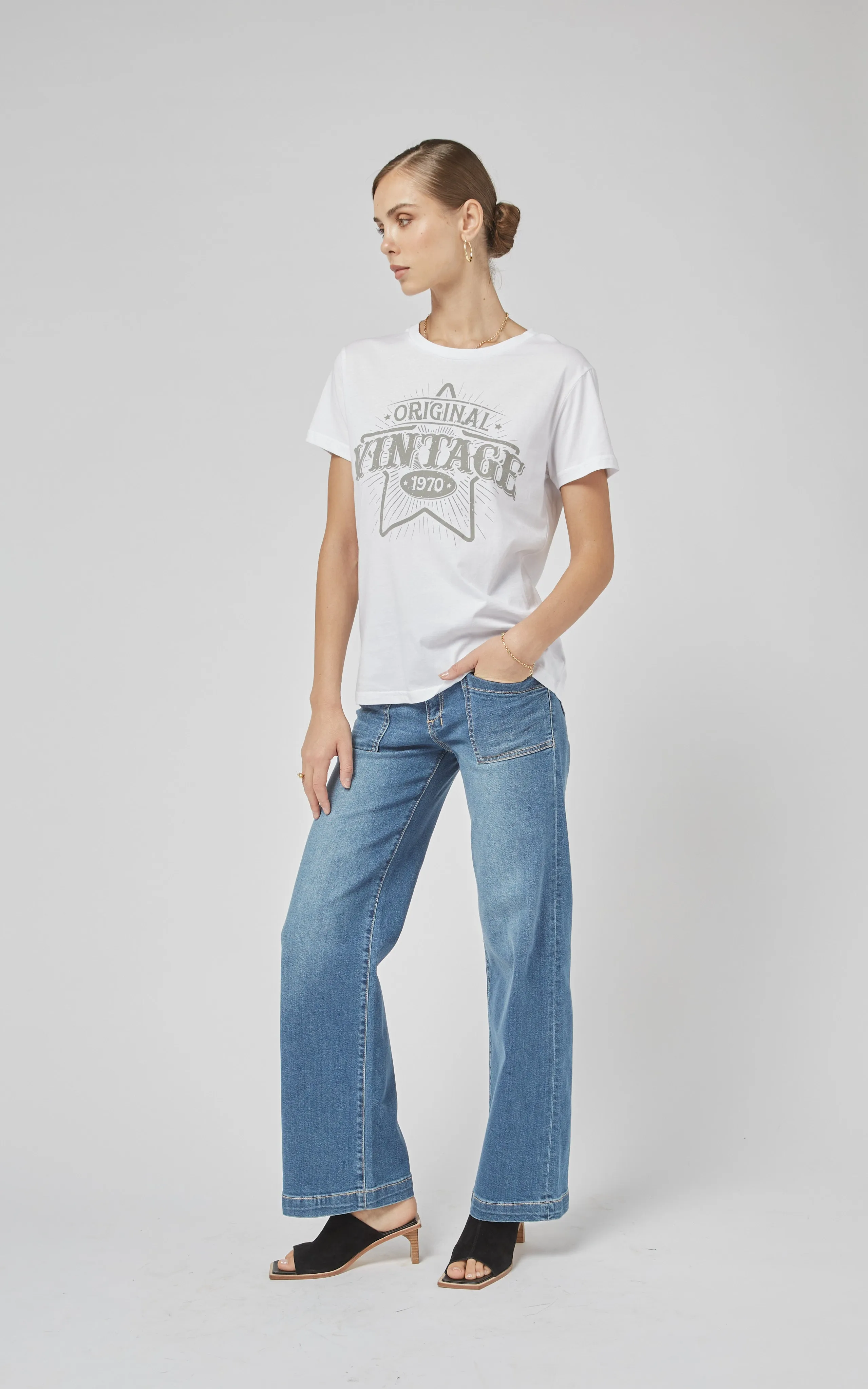 Clare White VN Printed Tee