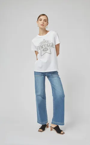 Clare White VN Printed Tee