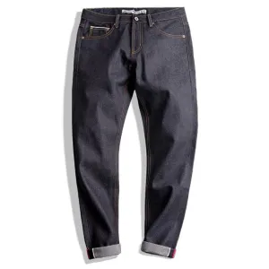 CLASSIC HIGH-END SLIM STRAIGHT DARK JEANS