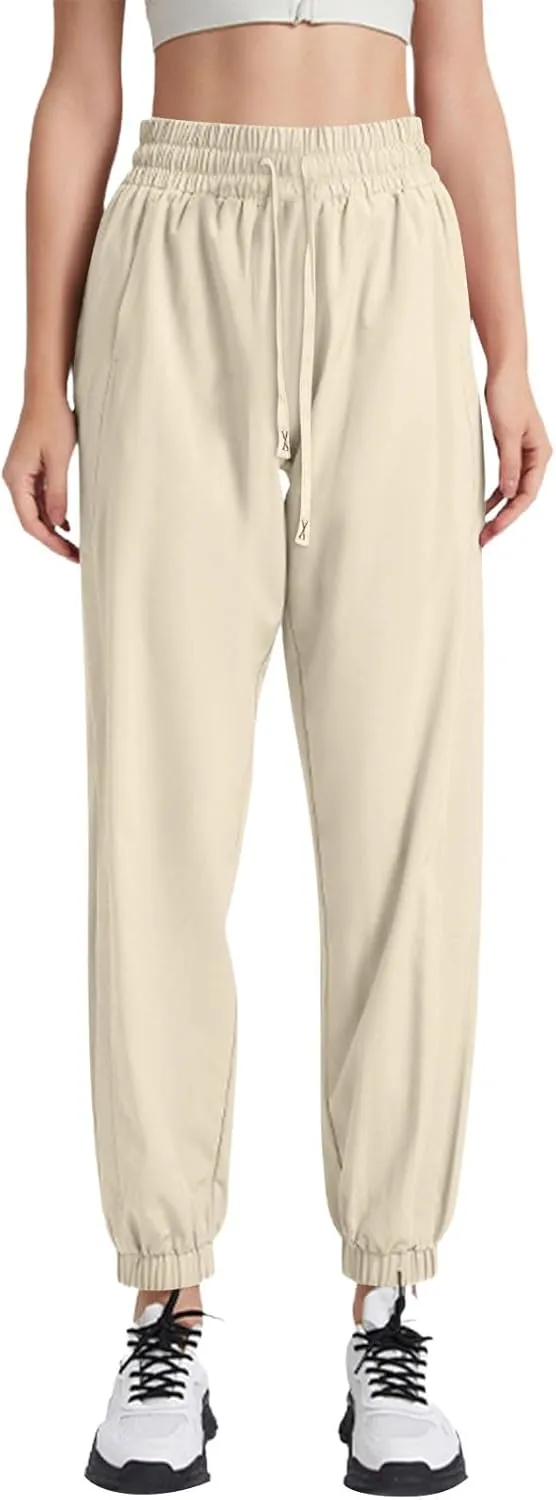 Cotton Linen Womens Sweatpants,Women's Pants Wide Leg Flowy Trousers with Pockets High Waisted Business Casual