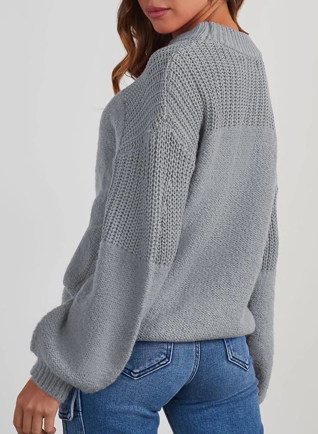 Dokotoo Women's Casual Long Sleeve Sweaters Loose Crewneck Knit Solid Pullover Sweater Jumper Tops