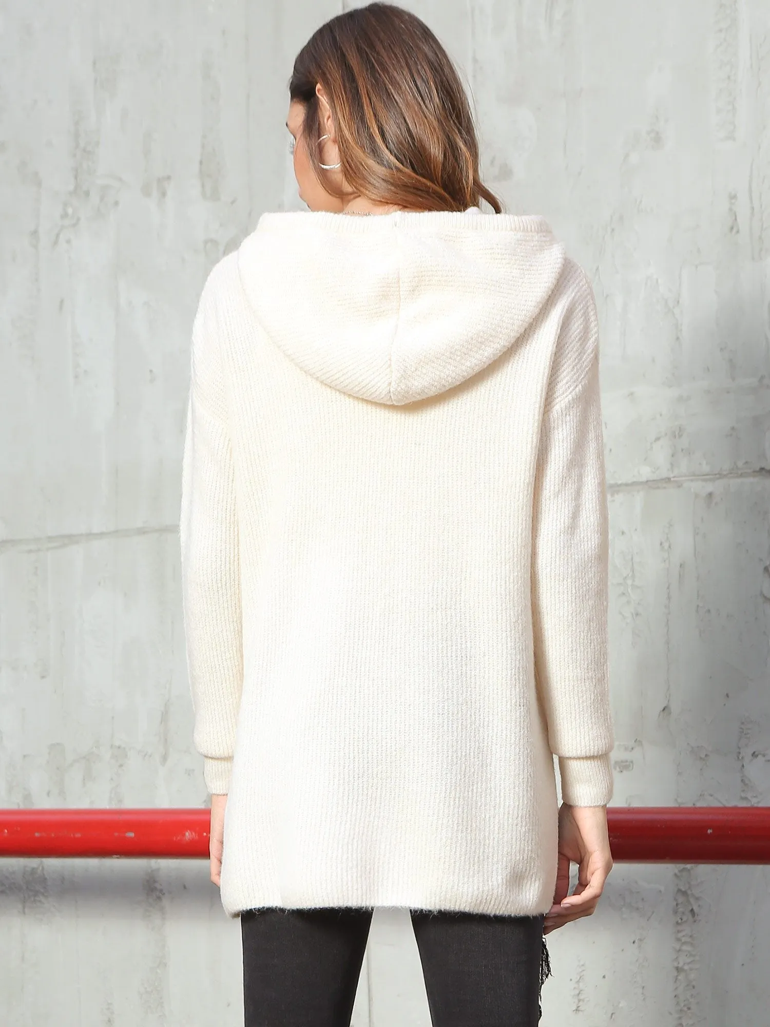 Drawstring Pullover Knit Hoodie