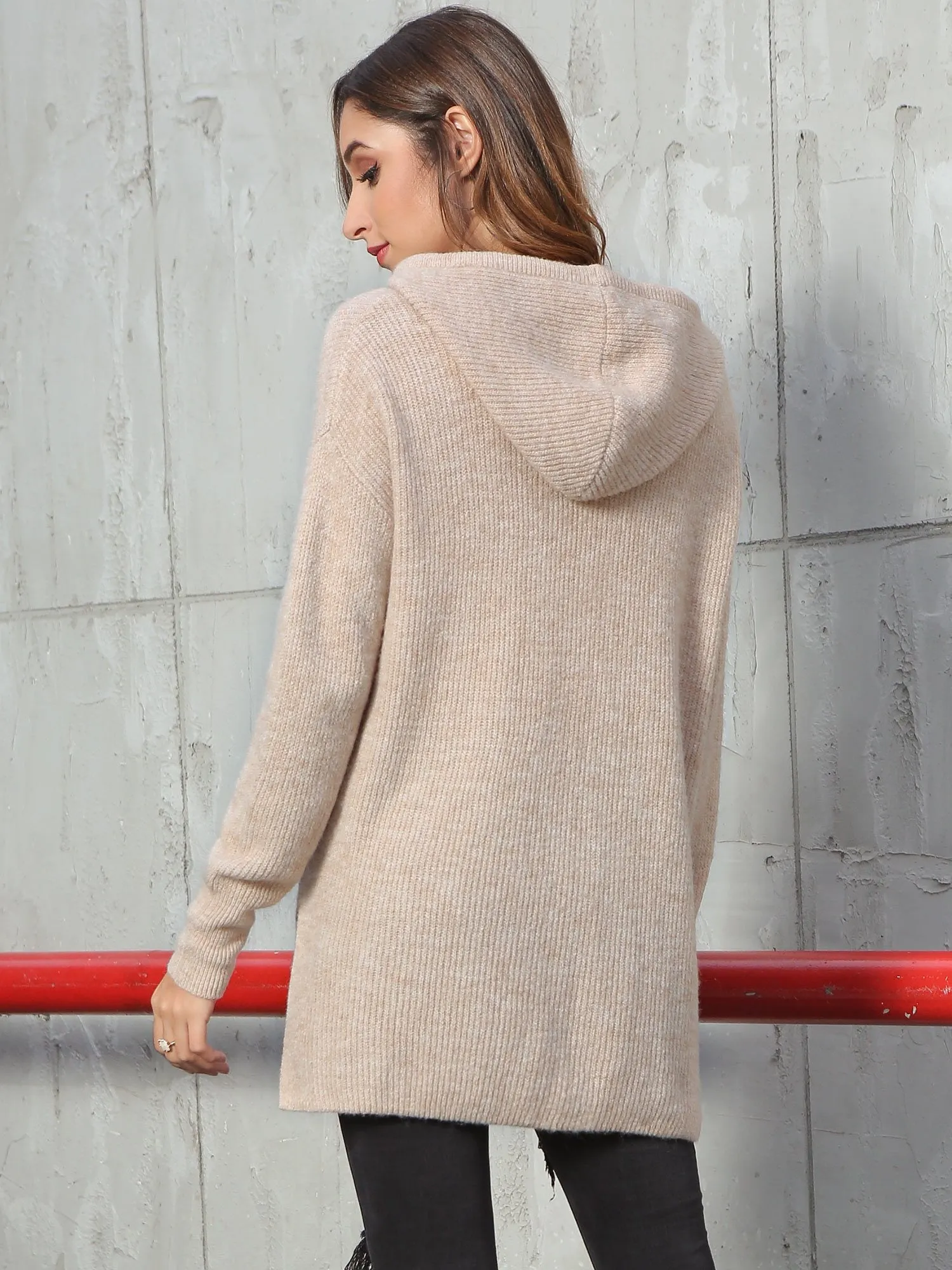 Drawstring Pullover Knit Hoodie