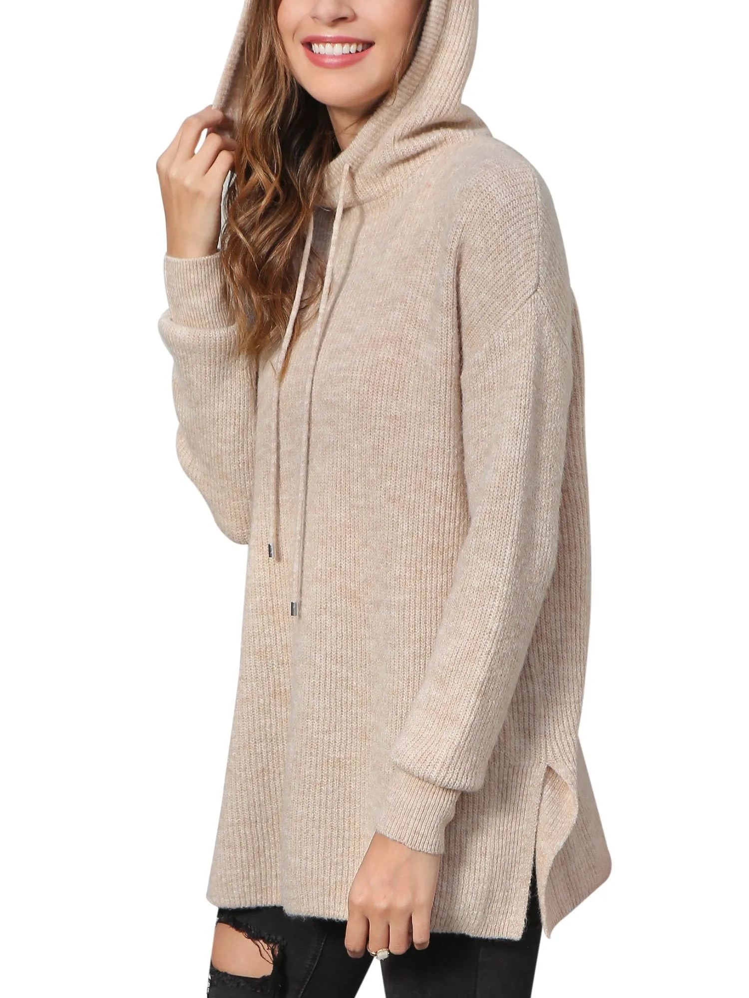 Drawstring Pullover Knit Hoodie