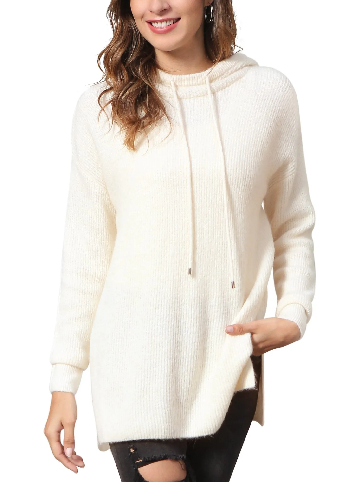 Drawstring Pullover Knit Hoodie
