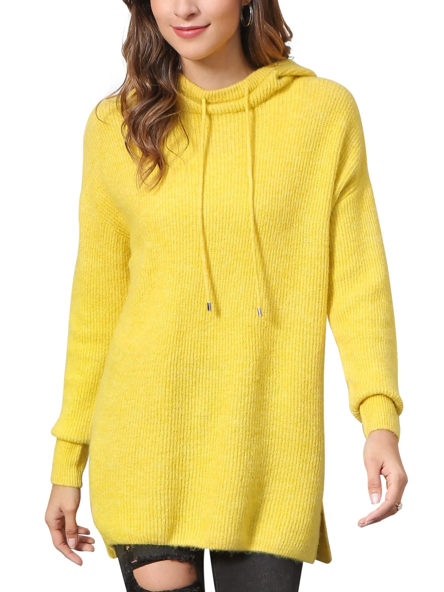 Drawstring Pullover Knit Hoodie