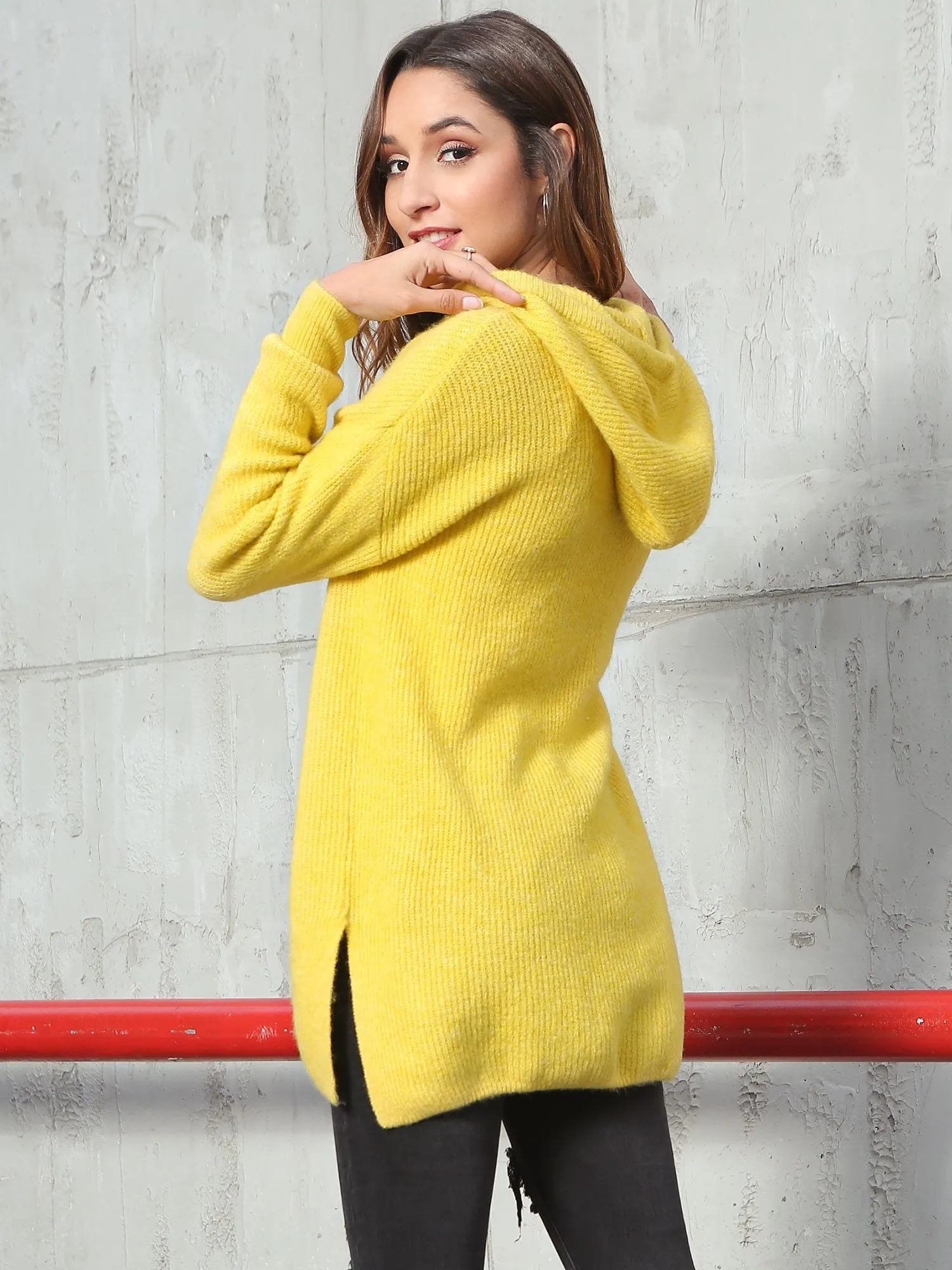 Drawstring Pullover Knit Hoodie