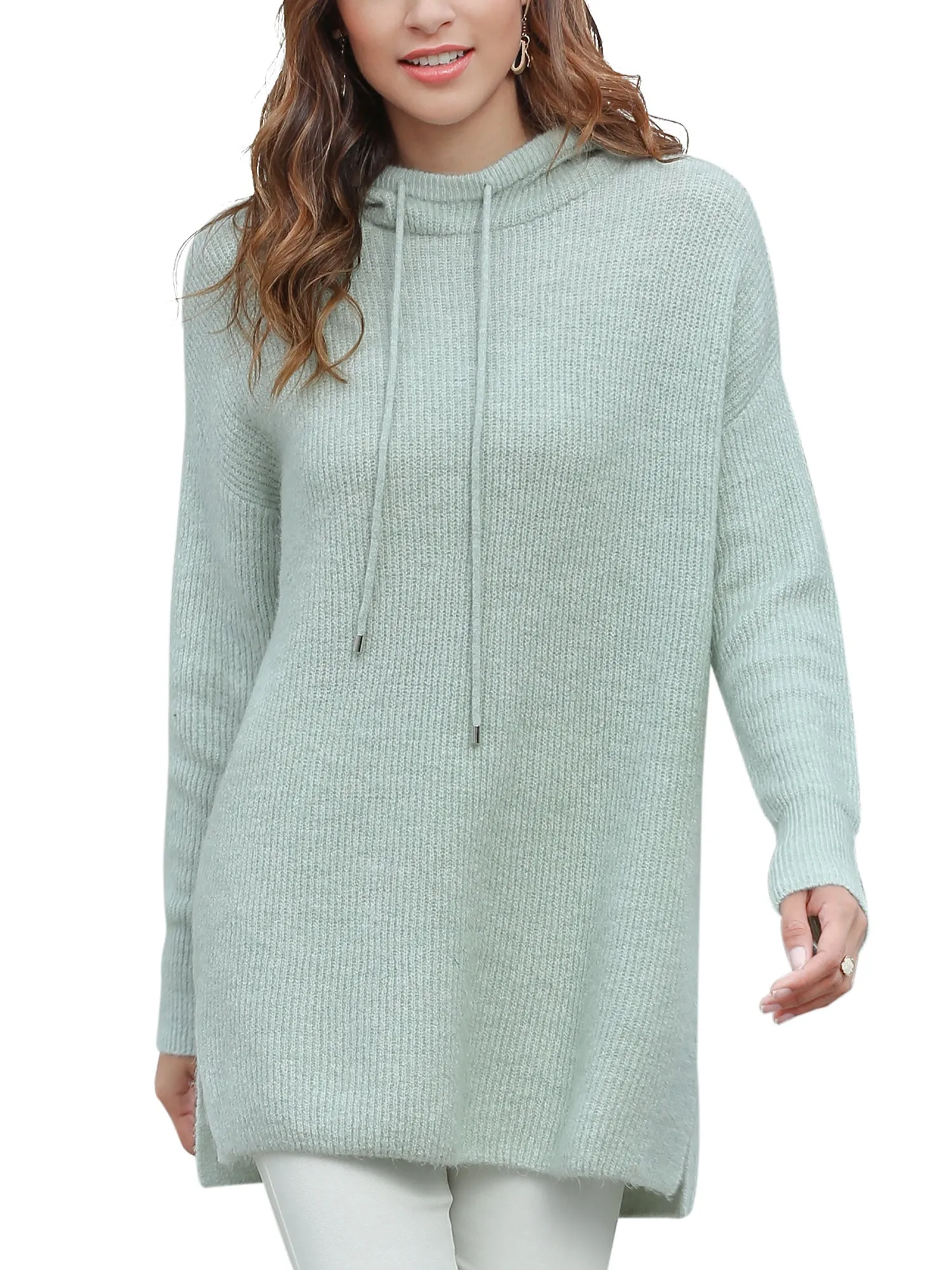 Drawstring Pullover Knit Hoodie