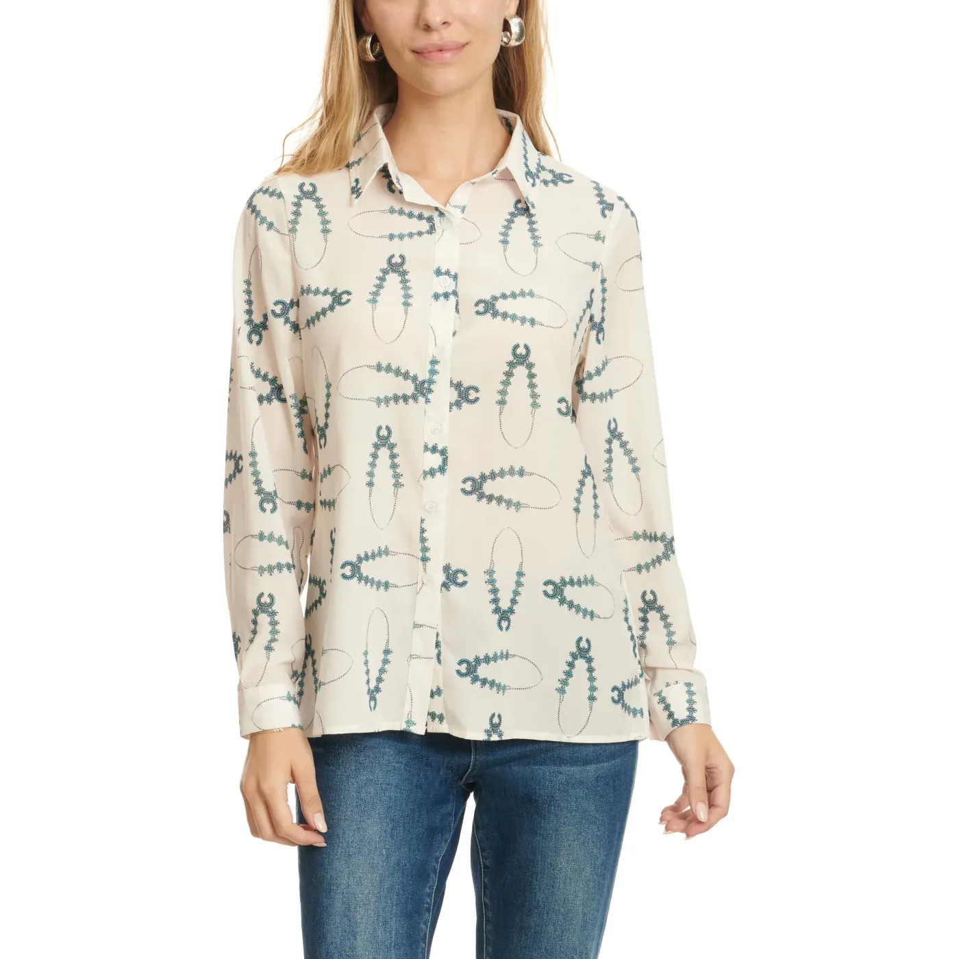 Fashion Express Women's White Blossom Blouse