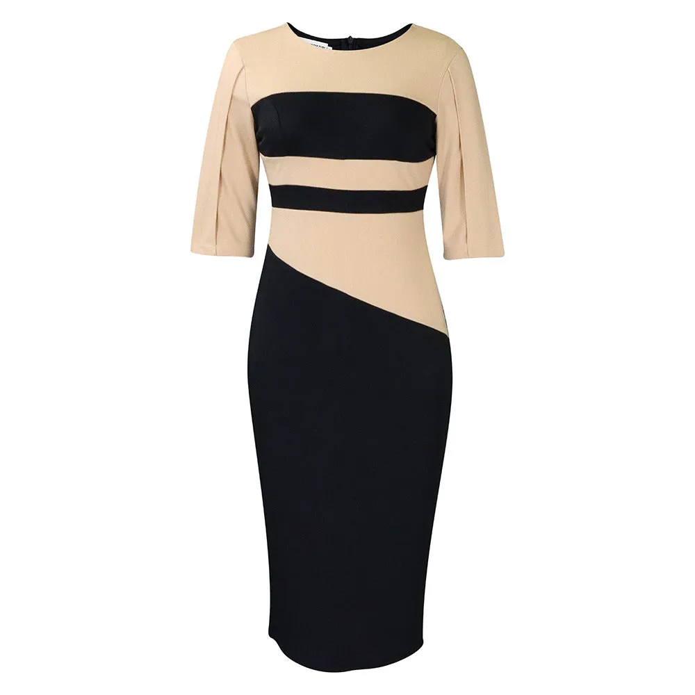 Fashionable Solid Color Plus Size Women's Long Sleeve Dress