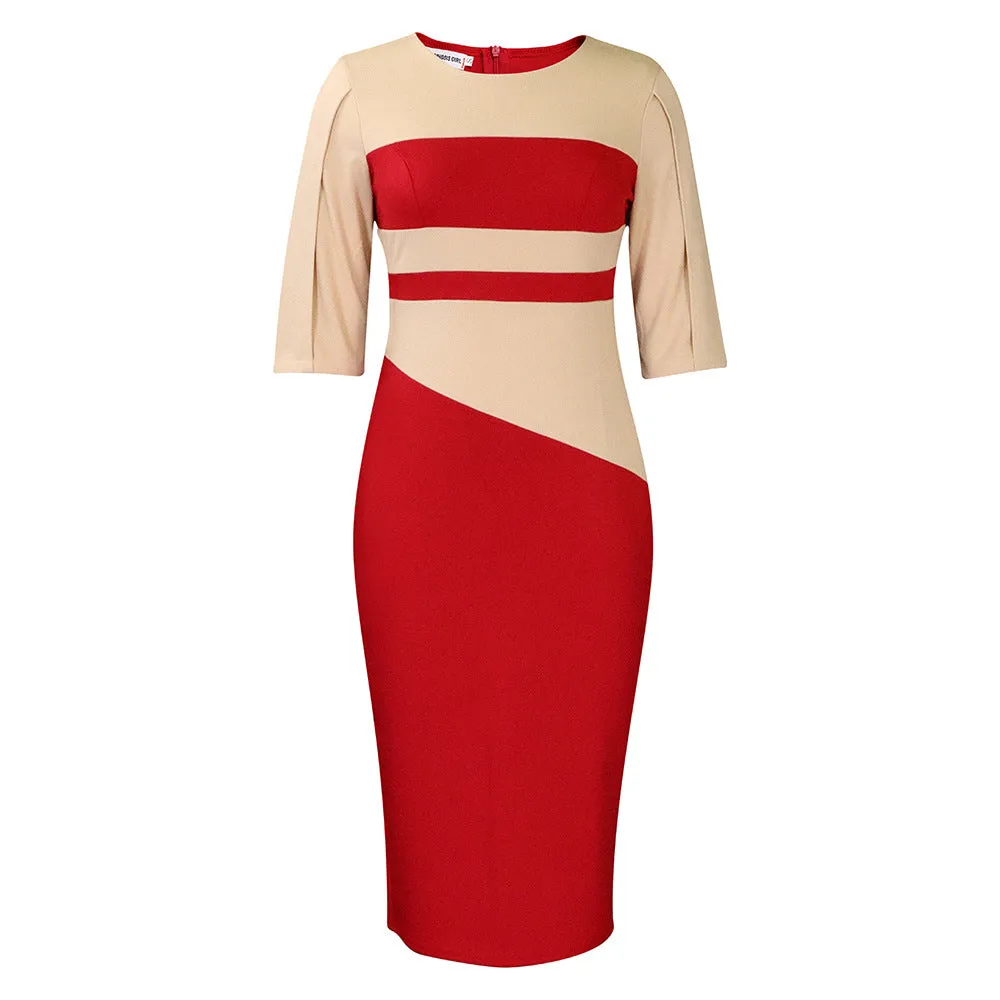 Fashionable Solid Color Plus Size Women's Long Sleeve Dress