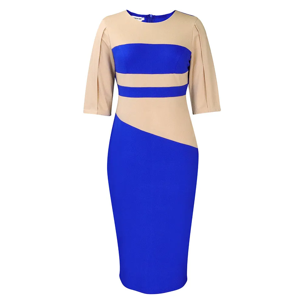Fashionable Solid Color Plus Size Women's Long Sleeve Dress