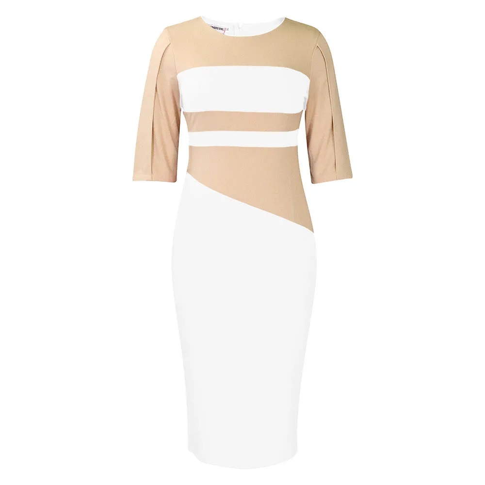 Fashionable Solid Color Plus Size Women's Long Sleeve Dress