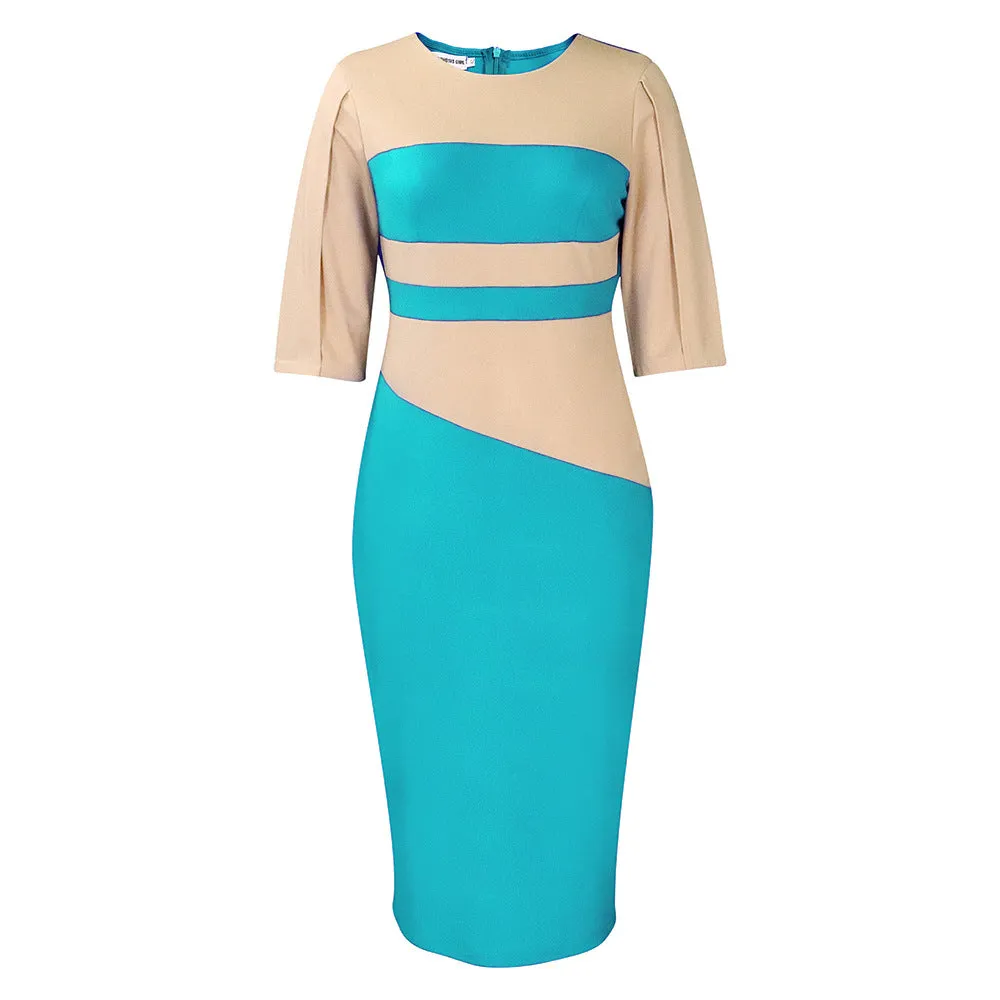 Fashionable Solid Color Plus Size Women's Long Sleeve Dress