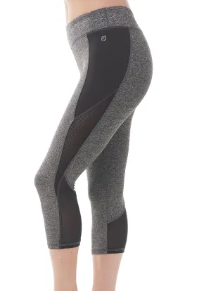 Fish Net Mesh Trim Capri Athletic Pants