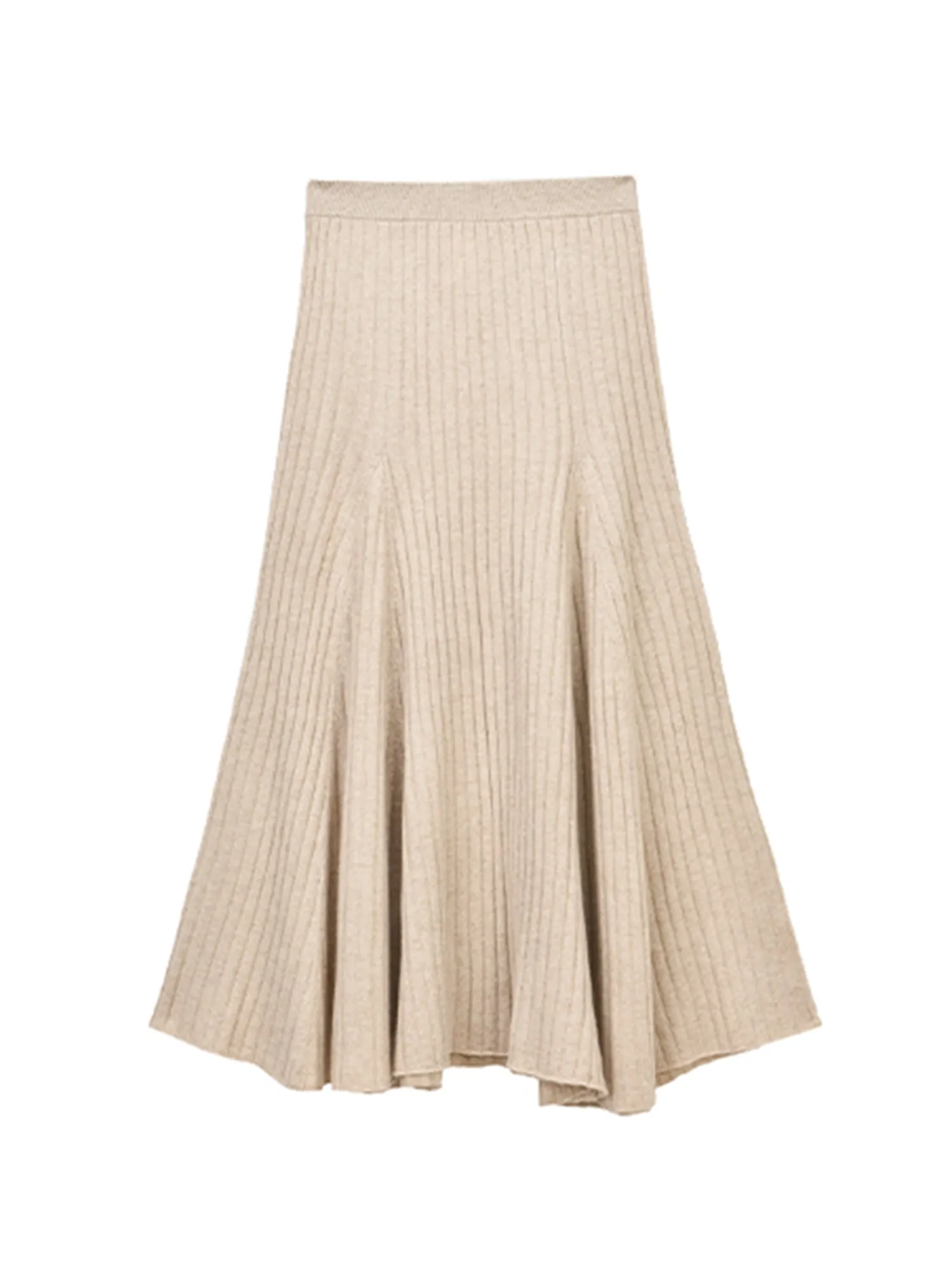 Flared Rib Skirt_Oatmeal