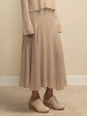 Flared Rib Skirt_Oatmeal