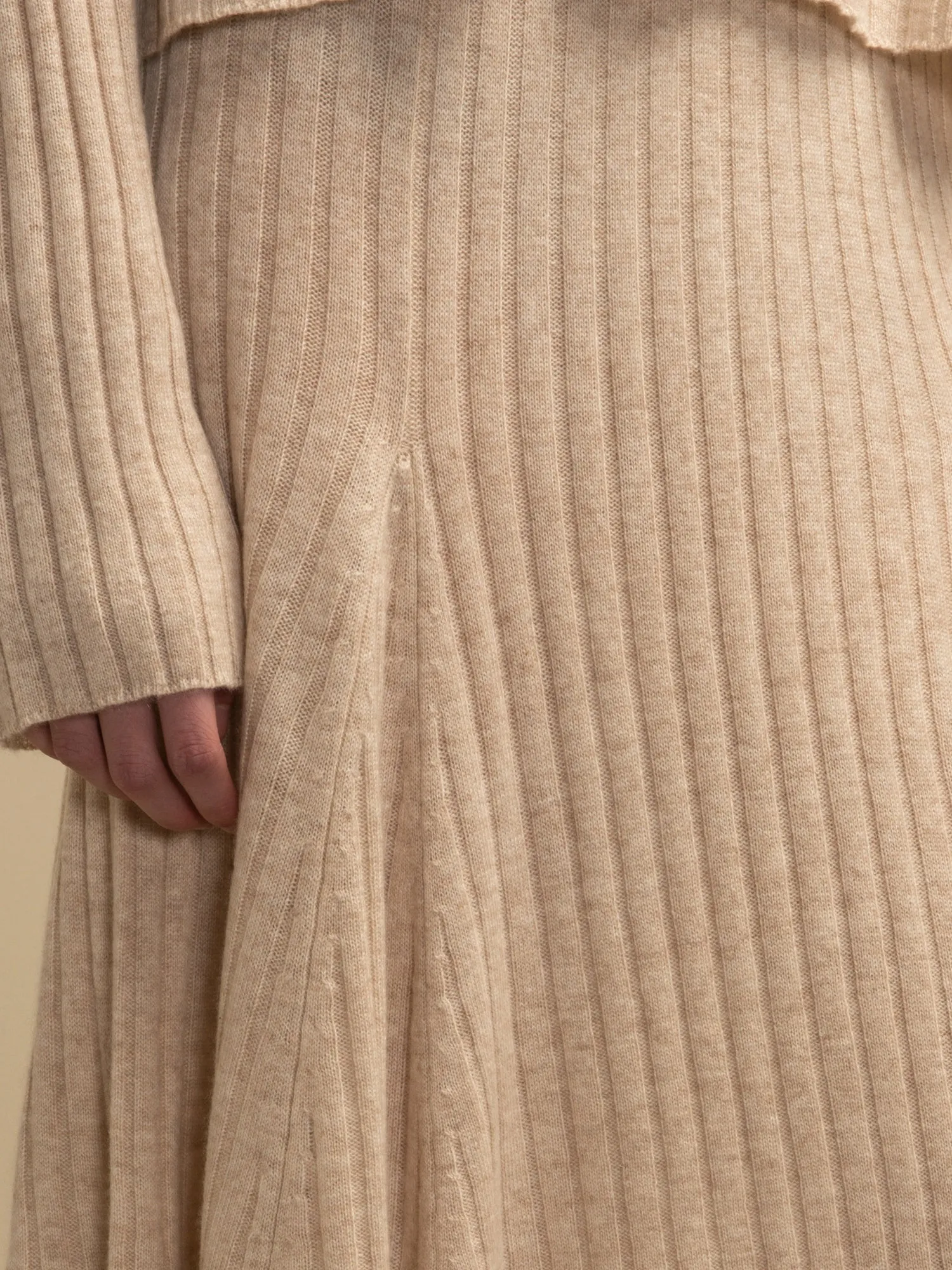 Flared Rib Skirt_Oatmeal