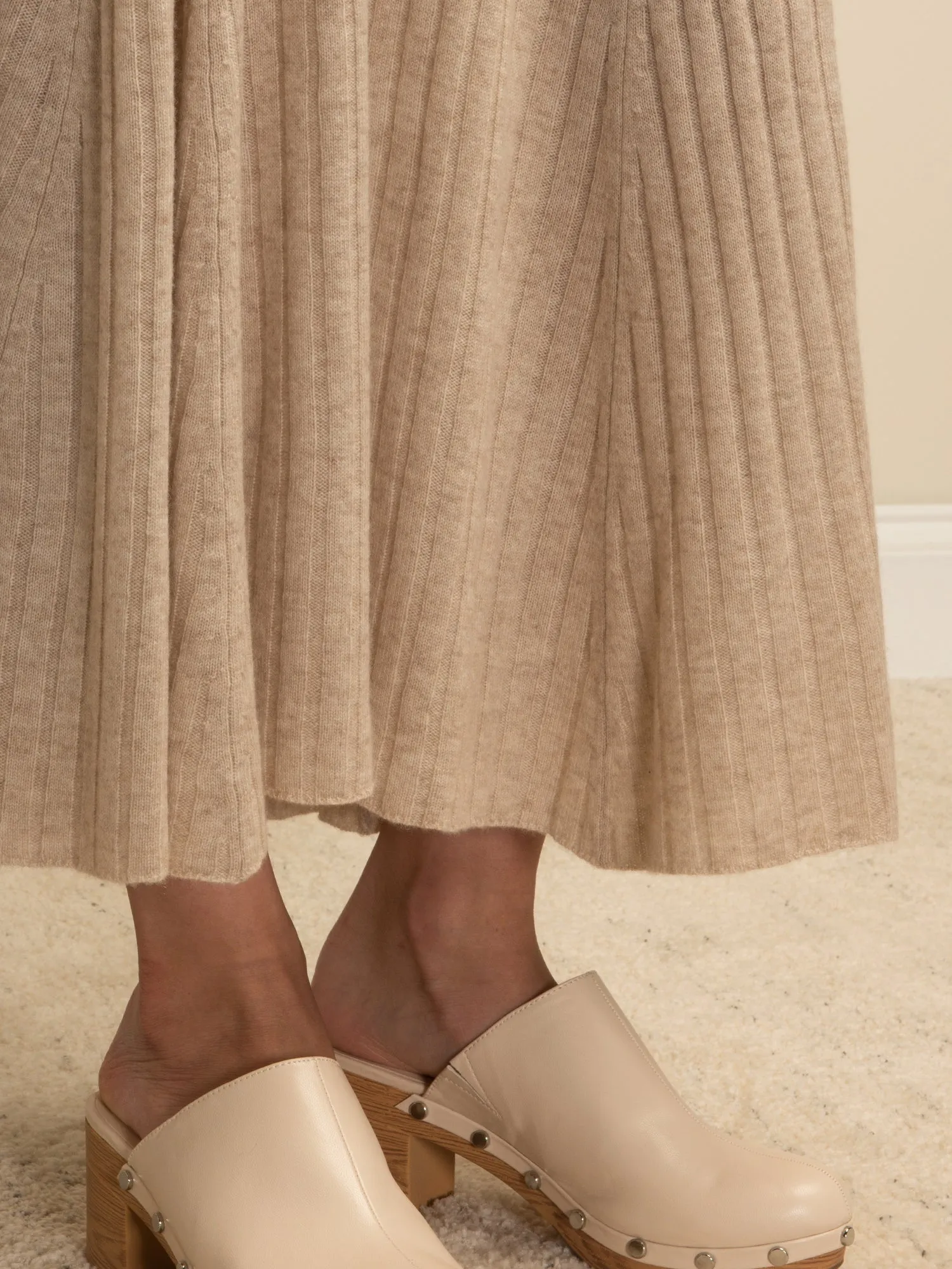 Flared Rib Skirt_Oatmeal