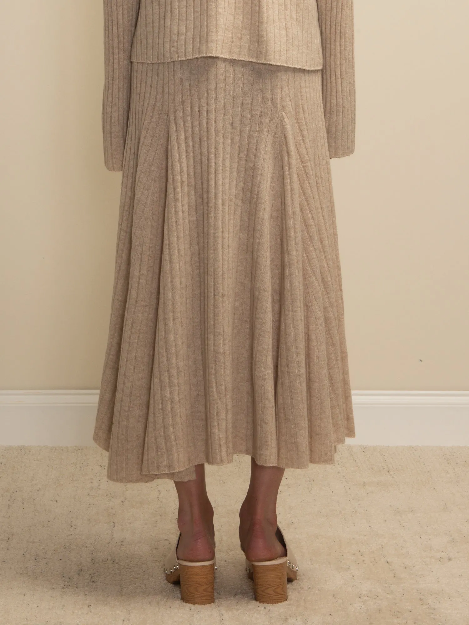 Flared Rib Skirt_Oatmeal