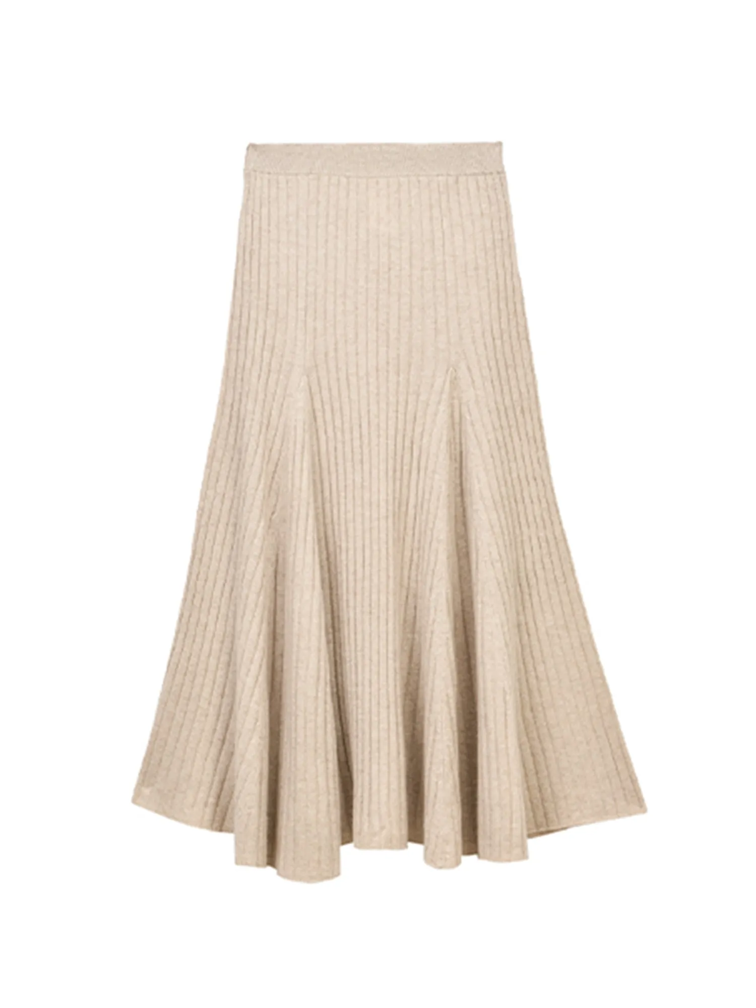 Flared Rib Skirt_Oatmeal