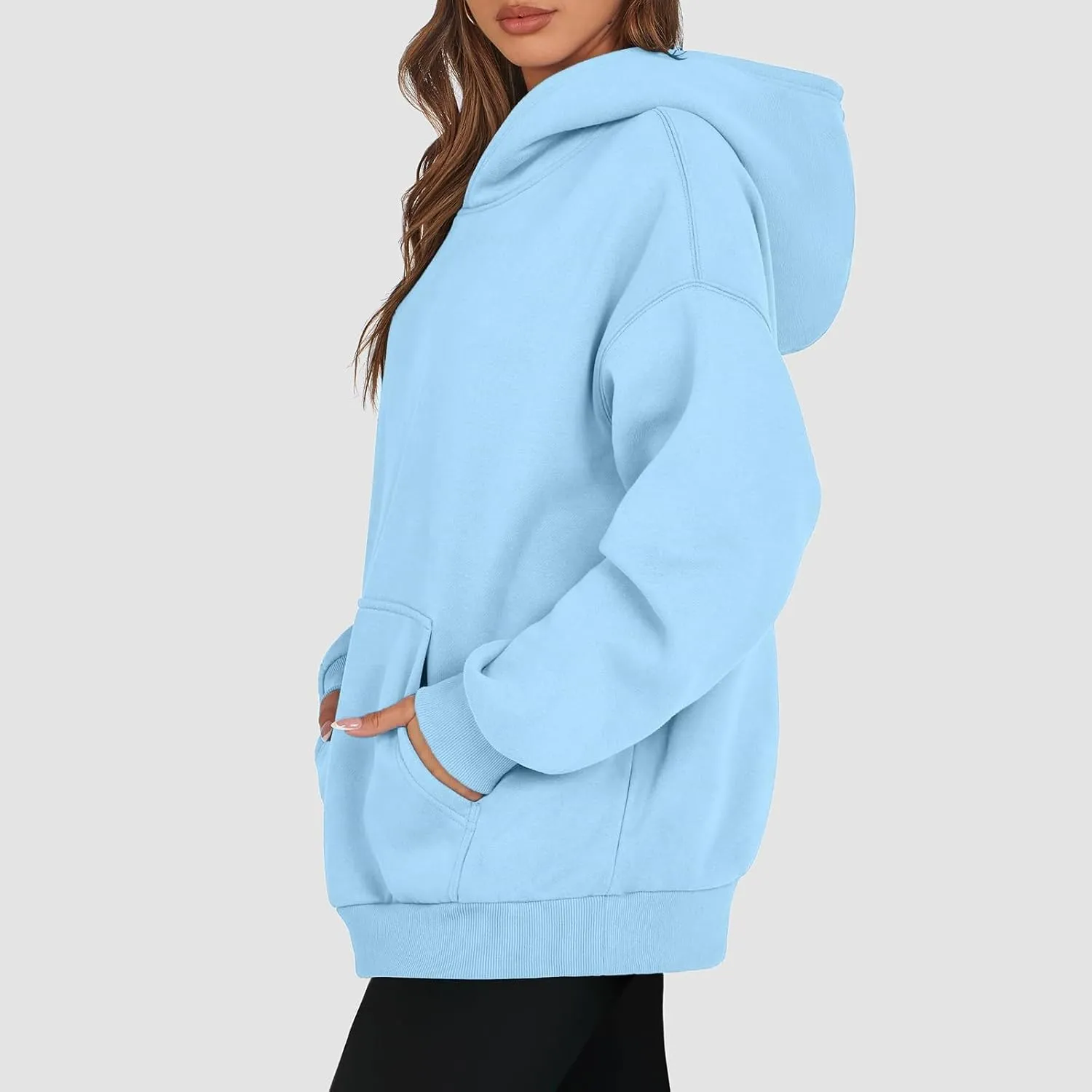 Fleece Hoodies for Women Oversized Preppy Sweatshirt Pullover Lightweight Sweatshirts Winter Sweaters with Pocket