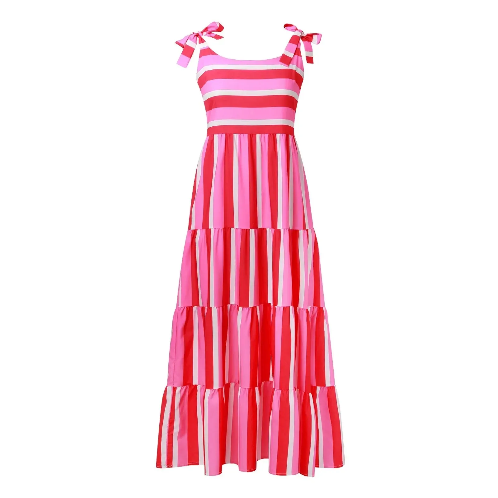 Flowy Tiered Sleeveless Floral Summer Boho Dress for Women