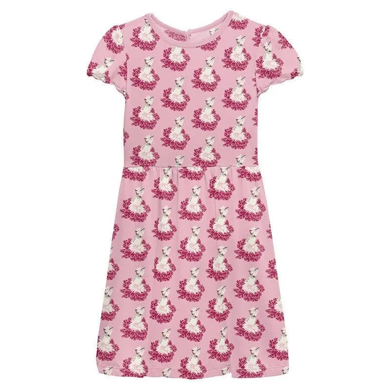 Girl's Print Bamboo Flutter Sleeve Twirl Dress with Pockets - Cake Pop Thumbelina