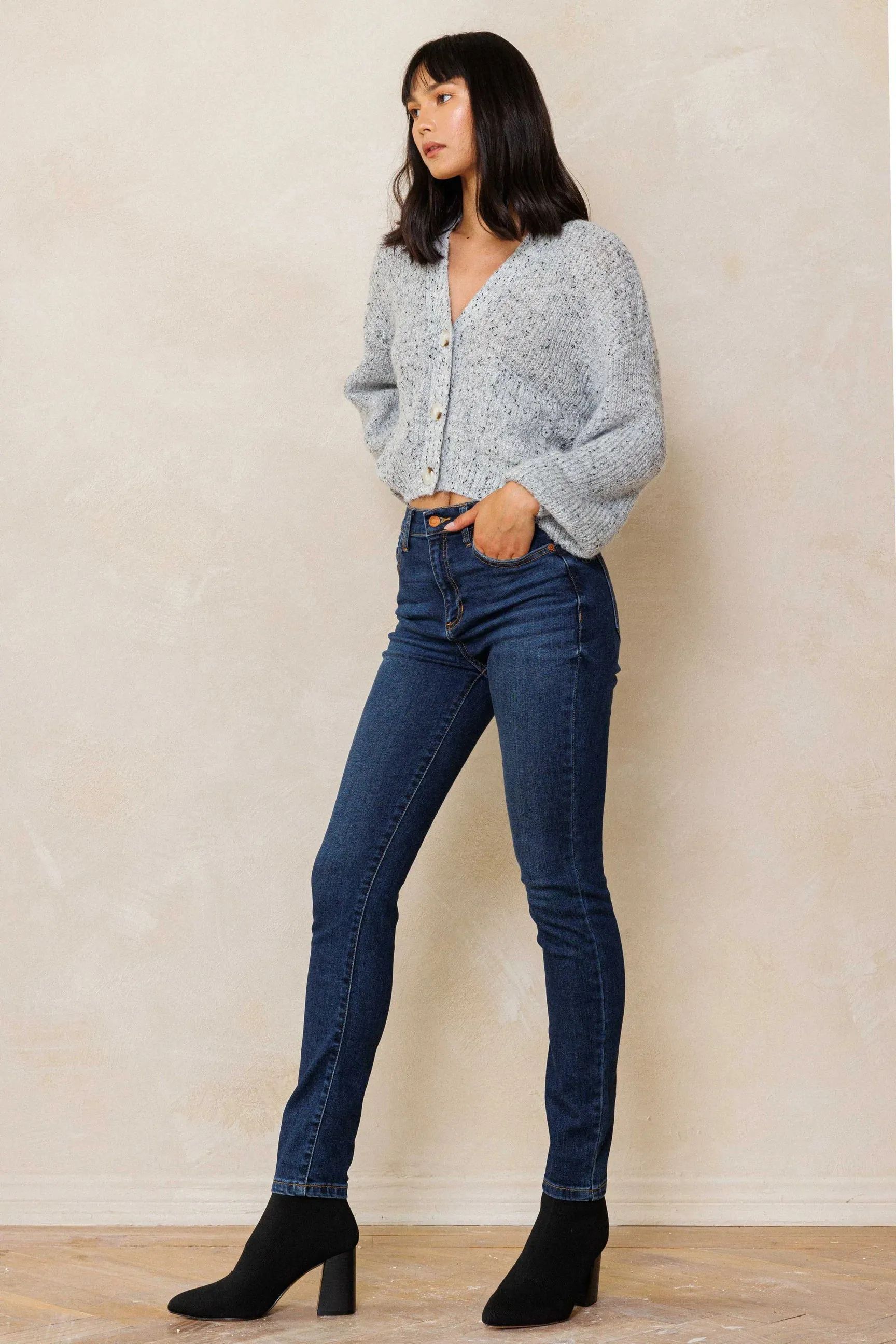 High Rise Classic Solid Skinny Jeans
