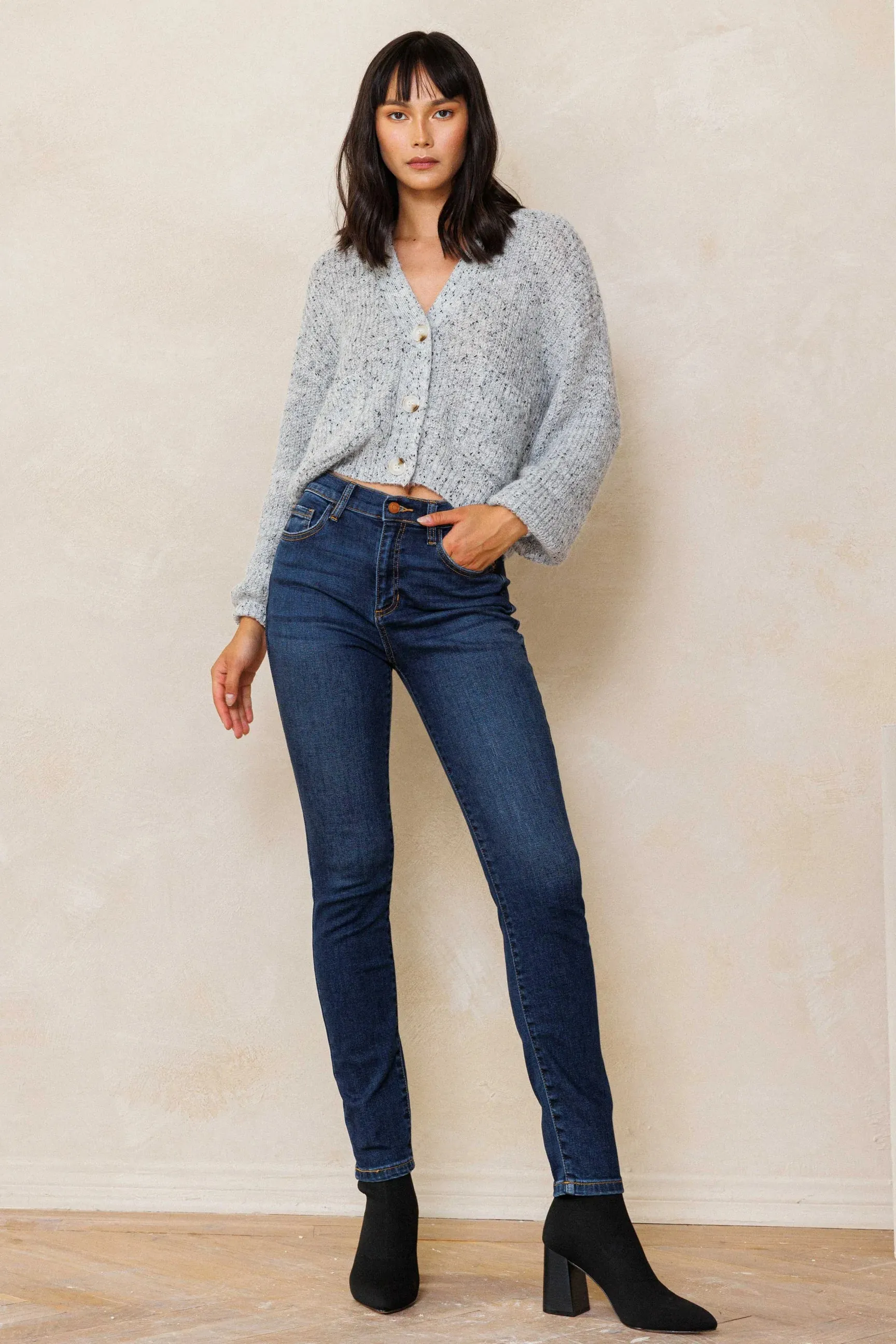 High Rise Classic Solid Skinny Jeans