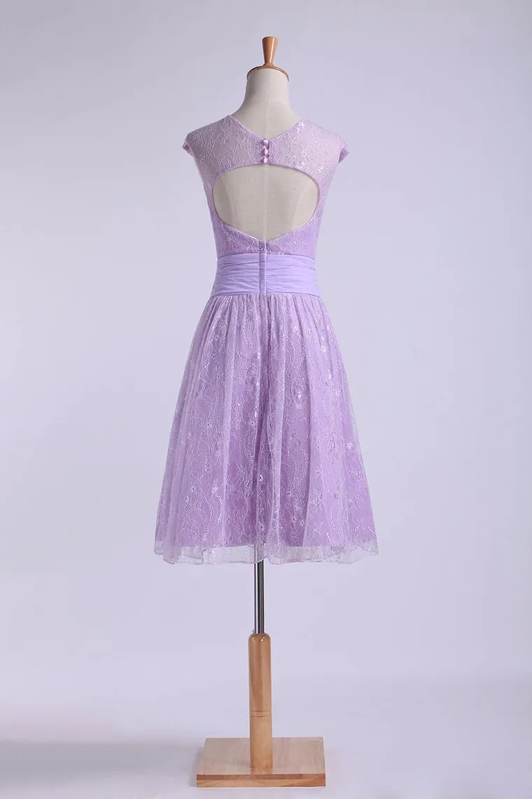 Homecoming Dresses Scoop A Line Lace With Ruffles