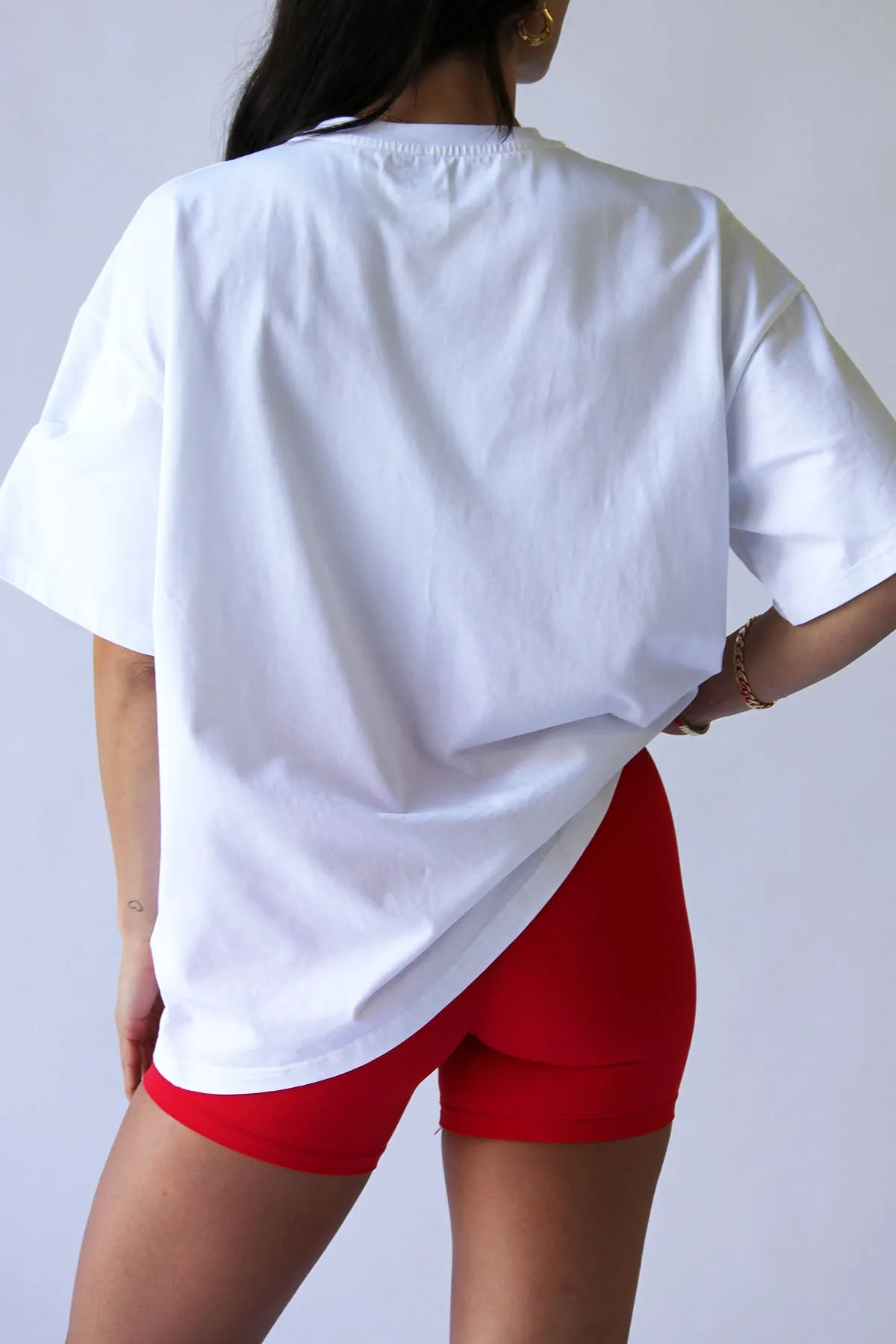 HyperLuxe Running Co. Tee- White/ Red