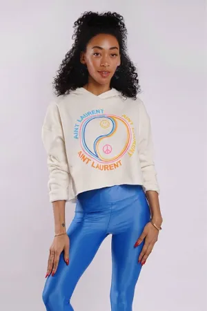 Ivory Aint Laurent Morrison Crop Hoodie