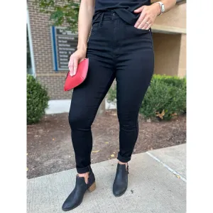 Judy Blue High Waisted Tummy Control Classic Skinny Jeans - Black